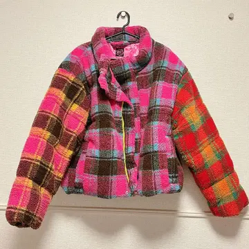 RE. 아르이 도트 나카 리이사 체크 보아 자켓