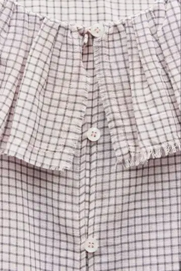 ZARA 깅엄 체크 프릴 셔츠 블라우스 옷깃