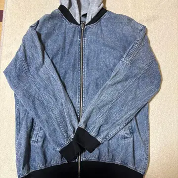 REINETTE 데님 블루 후드 부착 집업 자켓