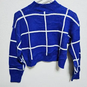 FOREVER 21 체크 무늬 크롭 니트 S