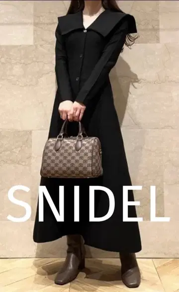 SNIDEL 스나이델 빅 컬러 홀 원피스 블랙