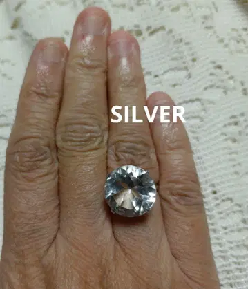 대형 반짝이 스톤 SILVER 천 개의 시스루 반지