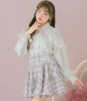 ROJITA 허리 레이스업 절개 플레어 스커트