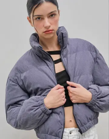 cider 코듀로이 다운 블루 그레이