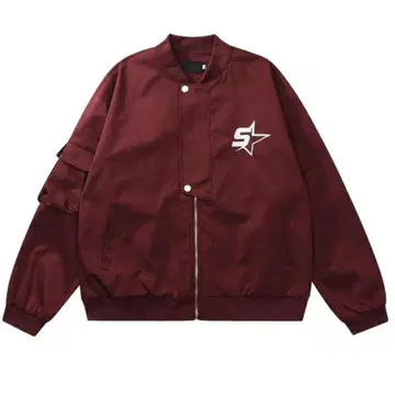 새상품 미사용 플라이트 자켓 오버 사이즈 별 자수 레드 빨간색 멋쟁이