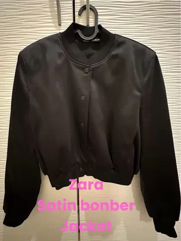 블랙 새틴풍 크롭 자켓