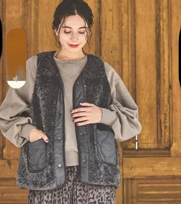 새상품 niko and - 니코앤드 모듬 퍼 베스트 차콜 M