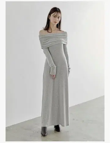 스나이델 브러쉬드 컷오프 숄 원피스