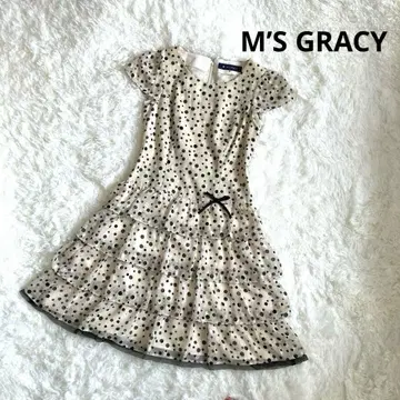 [ 새상품급 ] 엠즈 그레이시 반팔 원피스 도트 티어드 38