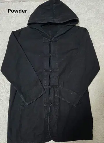 파우더 후디드 코트 블랙