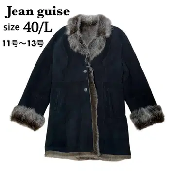 Jean guise 천연 가죽 퍼 포함 무스탕 코트 블랙 L