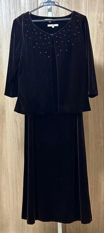 와인 벨벳 드레스 세트