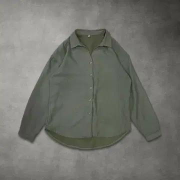 긴팔 오픈 카라 셔츠 무지 카키 LL 사이즈