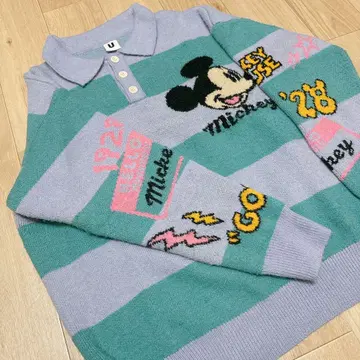 미키마우스 니트 폴로 스웨터 프리 사이즈