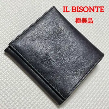 컨디션 최상 IL BISONTE 일비종떼 가죽 접이식 지갑 다크 네이비