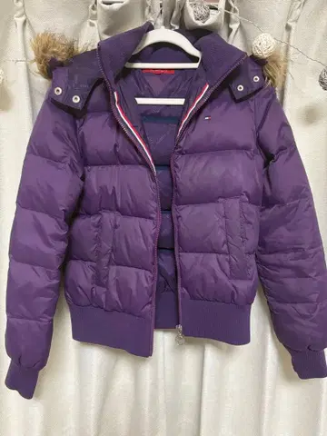 타미힐피거 다운 자켓 퍼플 M 사이즈 y2k 퍼 포함