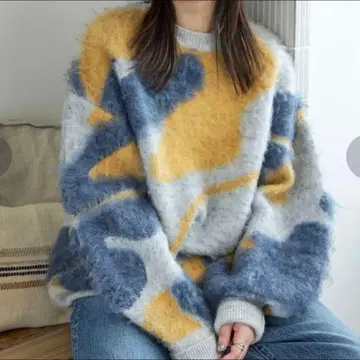 ungrid 샤기 자카드 니트 언그리드