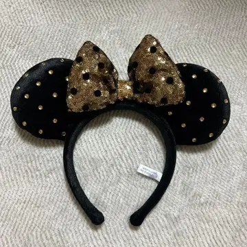 미키 귀 머리띠 블랙 골드