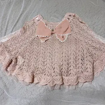 엑시즈팜 공주풍 빅 리본 열쇠뜨기 레이스 판초 아마로리