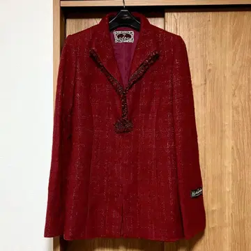 새상품 인포트 로사 테일러드 자켓 라메 믹스 42 레드