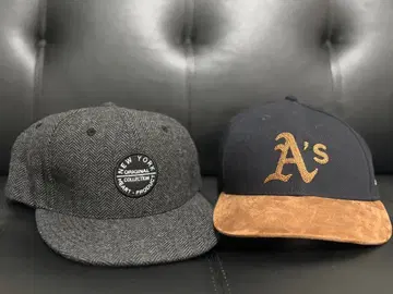 헤링본 캡과 A's 캡 세트