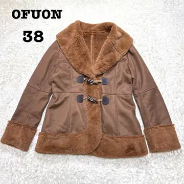 오프온 무스탕 코트 더플 숏 기장 브라운 보아 아우터 M