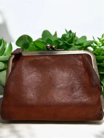 츠치야 가방 가마구치 포켓 지갑 톤 오일 누메 가죽 접이식 지갑