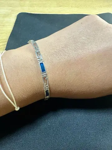 프랑스제 925 은 에나멜 팔찌 기하학 디자인