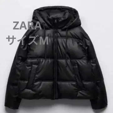 [ 완판템 ] ZARA 다운 자켓 페이크 가죽 사이즈 M