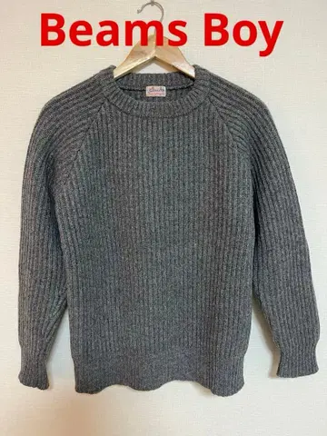 Beams Boy 그레이 리브 편직 스웨터