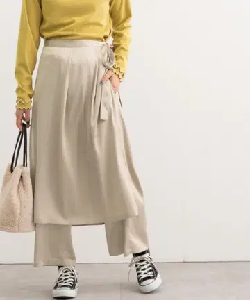 POU DOU DOU 랩스커트 부착 레이어드 이지 팬츠