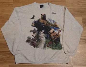 HABITAT 90s 미국제 알래스카 맨투맨 동물 애니멀