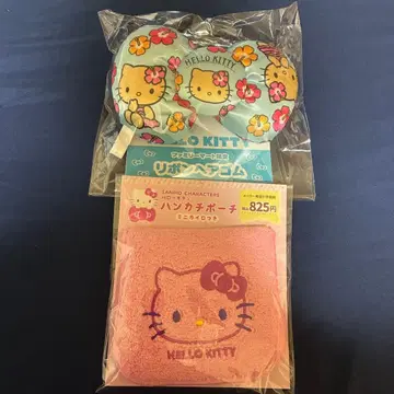 헬로키티 패밀리마트 한정판 리본 머리끈 손수건 파우치 미니 핫팩 포함