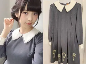 Fi.n.t 앤티크 손거울 자수 클레릭 원피스