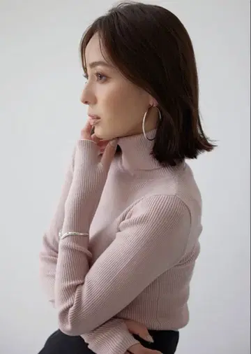 아뉴앙스 캐시미어 터틀넥 핑크