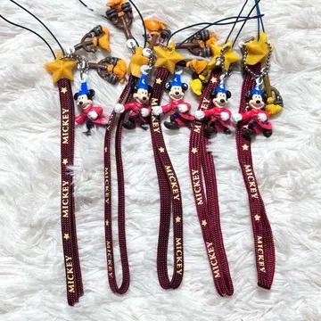 [ 헤이세이 레트로 굿즈 ] 디즈니 소서러 미키 스트랩 5개 세트