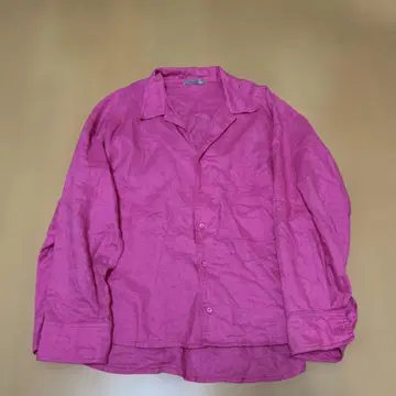 레어 핑크 오픈 카라 린넨 셔츠 빅 사이즈 구제 의류 00s