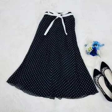 snidel 튤 개더 2WAY 스커트 도트 쉬폰 리본 벨트