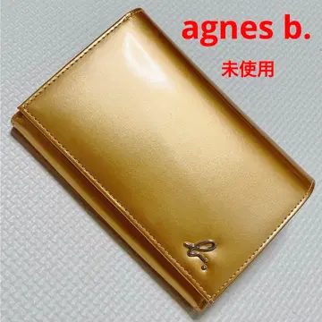 미사용 agnes b. 아네스베 접이식 지갑 골드 [ b. ] 로고