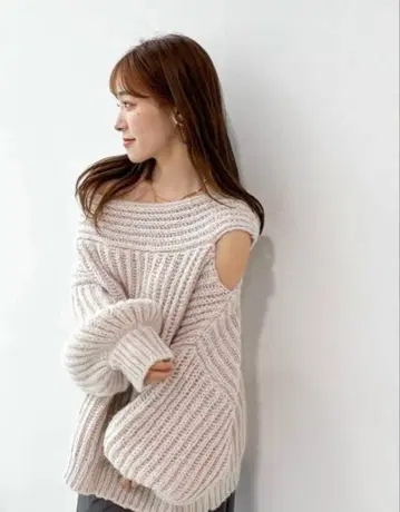 cocodeal 양 골지 오프숄더 빅 니트