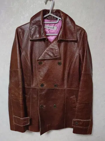 GRAY MAGIC 브라운 가죽 코트 여성용 M