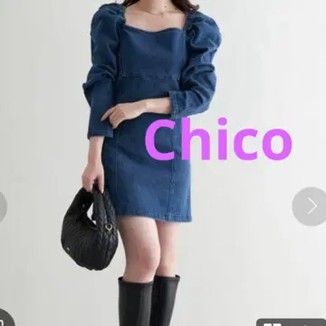 [Chico] 페미닌 무드 UP! 파워 숄더 데님 미니 원피스 스트레치