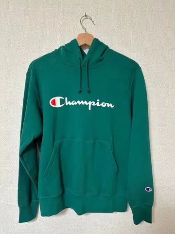 Champion 챔피온 그린 후드티 후드 부착