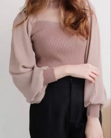 [ lip service ] 더블 시어 슬리브 니트 핑크 시스루