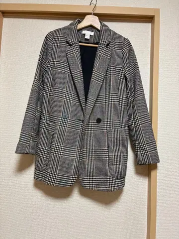 H&M 체크 무늬 테일러드 자켓 코트