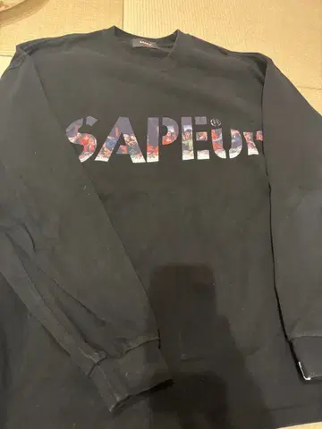SAPEur 블랙 긴팔 티셔츠 X-LARGE