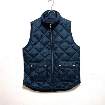 J.CREW 제이크루 다운 베스트 그린 계열 체크 무늬 US 구제 의류