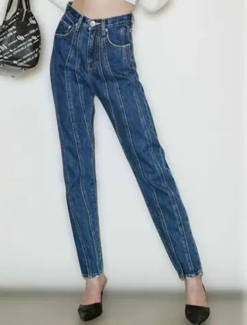 GYDA 스트라이프 디자인 페그탑 데님 팬츠 블루