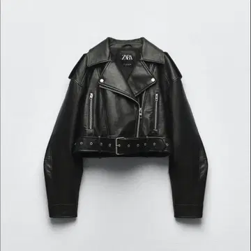 [ S 7-9호 ] 인조 가죽 크롭 바이커 자켓 블랙
