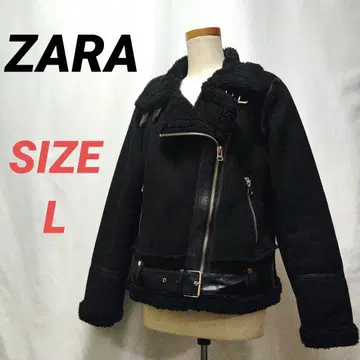 ZARA 자라 더블 라이더 자켓 무스탕 여성용 L 블랙